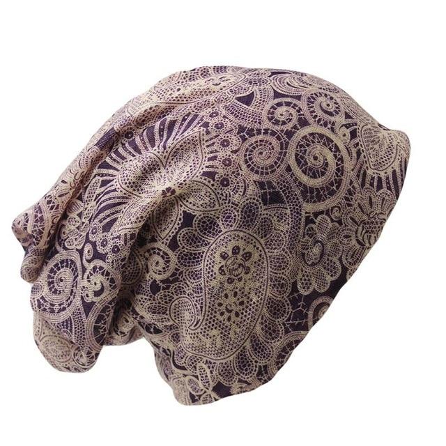 cambioprcaribe Beanie Hats purple Casual Floral Beanie Hat