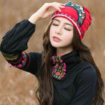 cambioprcaribe Beanie Hats Red Embroidered Beaded Hippie Hats