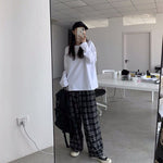 cambioprcaribe Black and White Plaid Wide Leg Pants