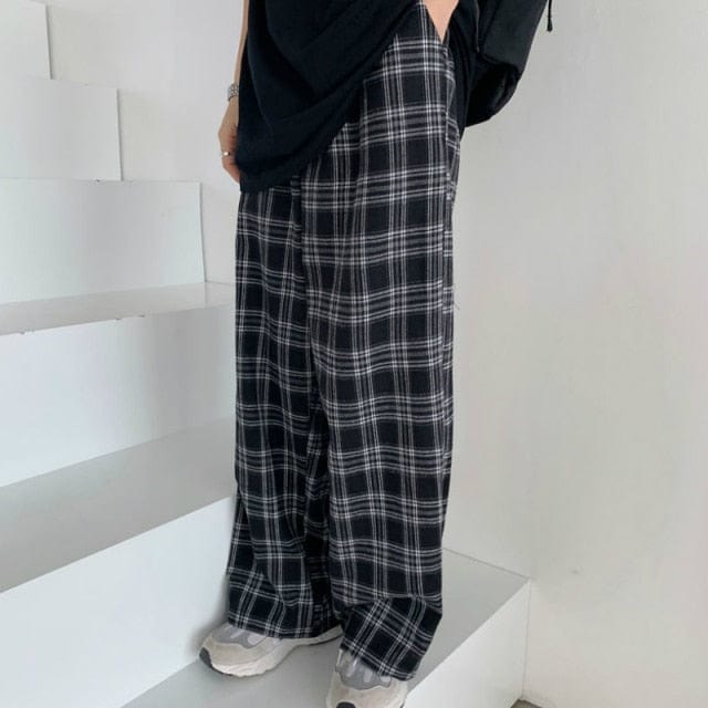 cambioprcaribe black / M Black and White Plaid Wide Leg Pants