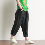 cambioprcaribe Black / One Size Casual Literary Roll-up Trousers  | Zen