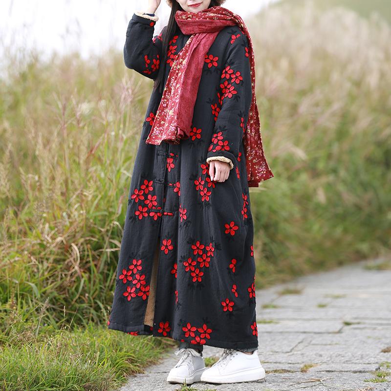 Floral Embroidered Trench Coat
