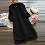 cambioprcaribe Black / S Vintage Loose Cotton Linen Tunic