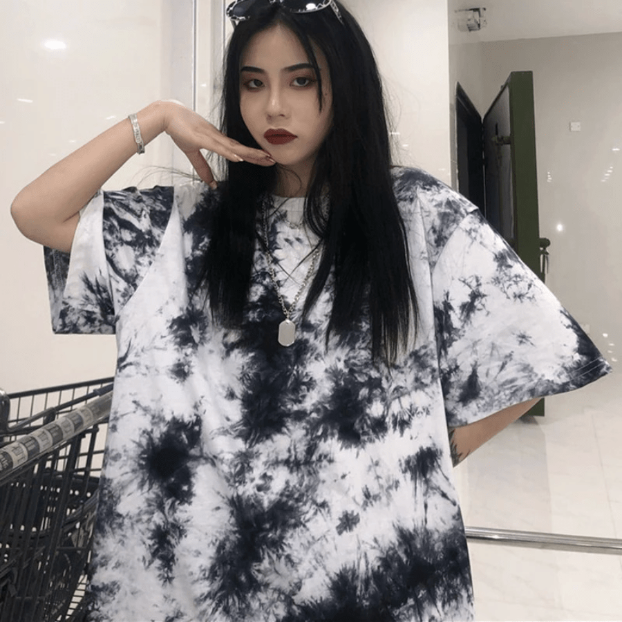 cambioprcaribe Black & White Oversized Tie Dye T-Shirt