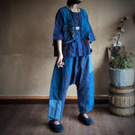 cambioprcaribe Blue Linen Harem Pants | Zen