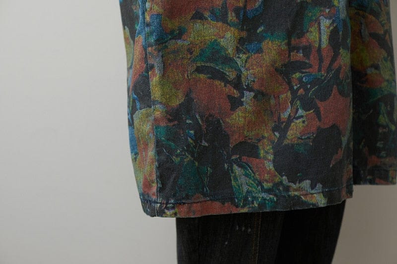 cambioprcaribe Blue / One Size / China Oversized Floral Denim Coat