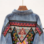 cambioprcaribe Boho Handmade Embroidered Denim Jacket