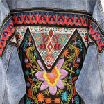 cambioprcaribe Boho Handmade Embroidered Denim Jacket