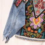 cambioprcaribe Boho Handmade Embroidered Denim Jacket