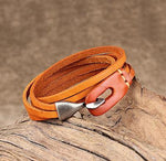 cambioprcaribe Bracelet Light Brown Genuine Leather Layered Bracelet