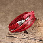 cambioprcaribe Bracelet Red Genuine Leather Layered Bracelet