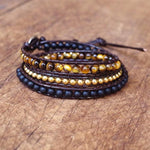 cambioprcaribe Bracelets Beaded Tiger Eye Leather Bracelet