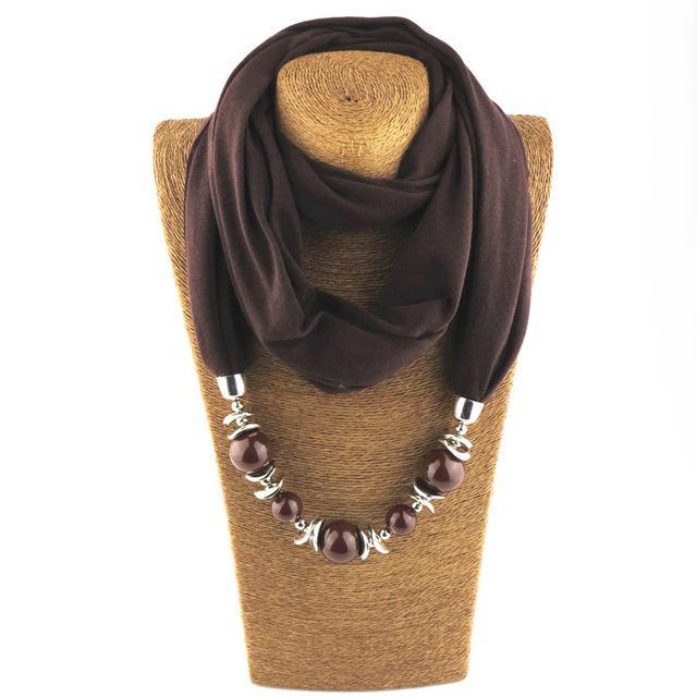 cambioprcaribe Brown / 160CM Beaded Scarf Necklace