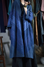 cambioprcaribe Cardigans Asymmetrical Vintage Blue Linen Cardigan | Lotus