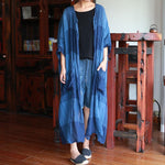 cambioprcaribe Cardigans Blue / One Size Batwing Sleeve Long Plaid Cardigan