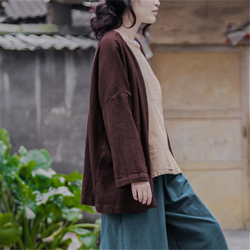 cambioprcaribe Cardigans Brown Linen Cardigan | Lotus