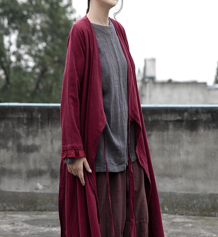 Cotton Linen Long Wrap Cardigan | Lotus