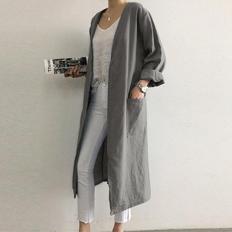 cambioprcaribe Cardigans Grey / S Back to Basics Long Open Stitch Cardigan