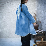 cambioprcaribe Cardigans One Size / Blue Embroidered Denim Cardigan