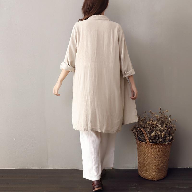 cambioprcaribe Cardigans Small/Medium / Beige Beige Buttoned Up Linen Shirt  | Zen