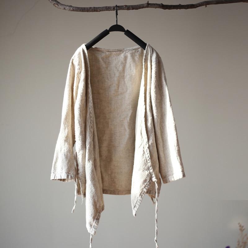 cambioprcaribe Cardigans Vintage V-Neck Linen Wrap Cardigan