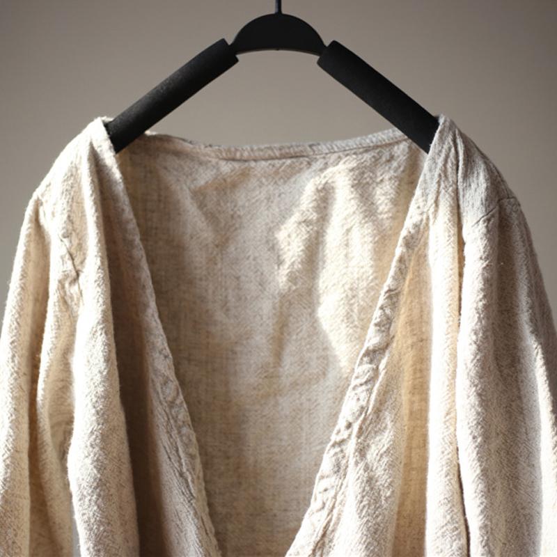 cambioprcaribe Cardigans Vintage V-Neck Linen Wrap Cardigan