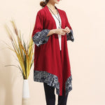 cambioprcaribe Cardigans Winered2 / One Size Cotton and Linen Lightweight Cardigan