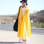 cambioprcaribe Cardigans Yellow / One Size Long Linen Wrap Cardigan  | Zen