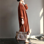 cambioprcaribe Casual Chic Corduroy Trench Coat