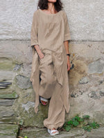 cambioprcaribe Celmia Long Asymmetrical Shirt + Pants Set