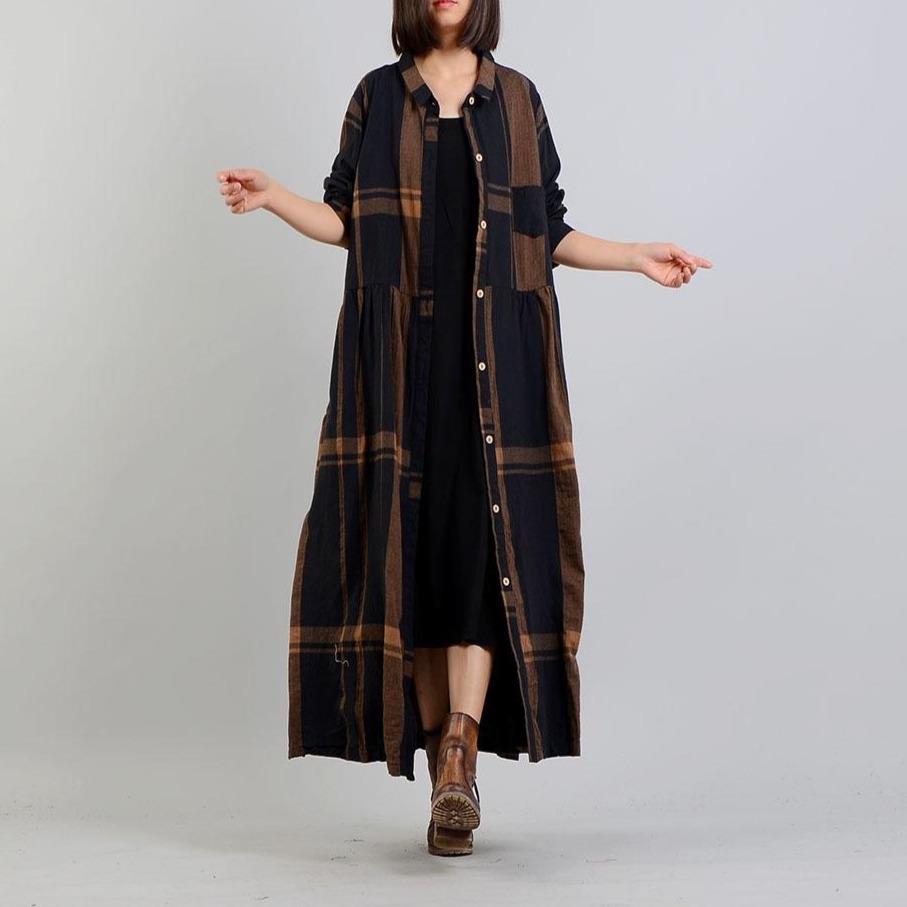 Casual Chic Plaid Brown Trench Coat | Nirvana