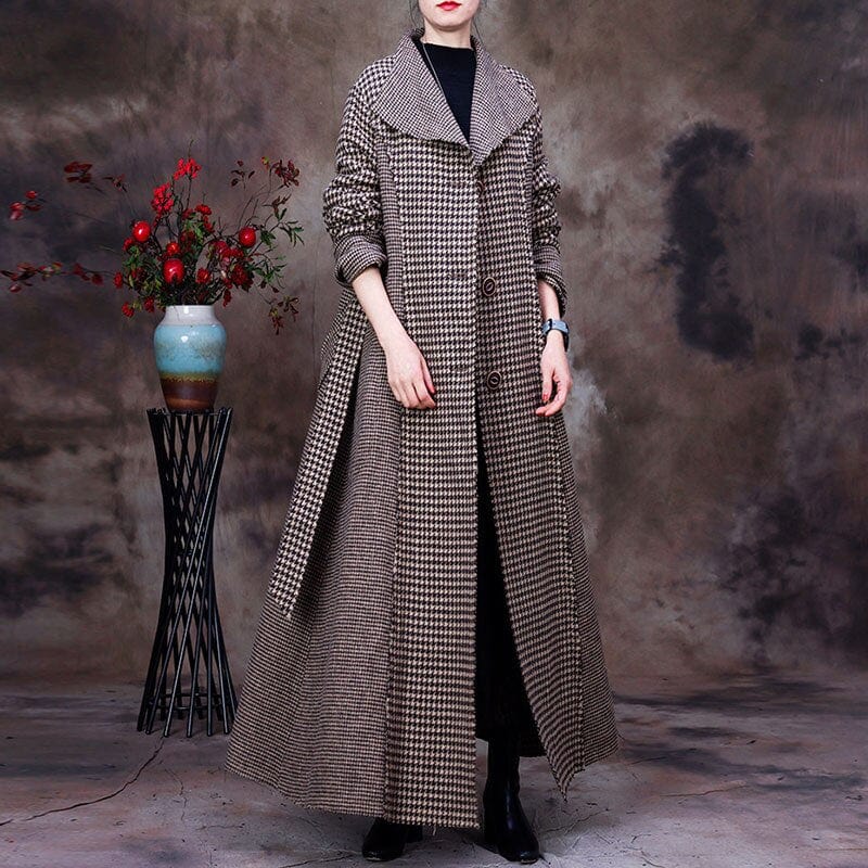 cambioprcaribe Coats Asya Large Collar Plaid Trench Coat | Nirvana