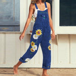 cambioprcaribe Dark Blue / M Hippie Peace Floral Denim Overall