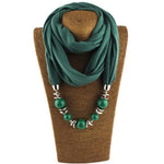 cambioprcaribe Dark Green / 160CM Beaded Scarf Necklace