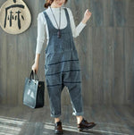 cambioprcaribe Dark Grey / One Size Low Crotch Loose Denim Overall