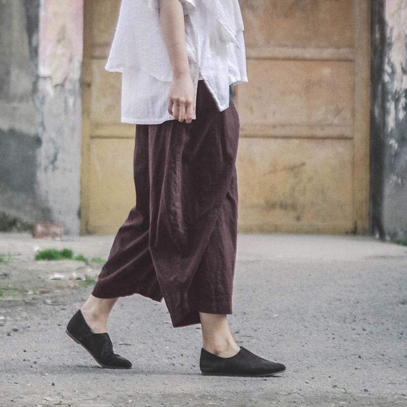 cambioprcaribe Dark Purple / One Size Casual Zen Linen Pants | Lotus