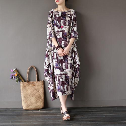 cambioprcaribe Dress Art Inspired Cotton and Linen Maxi Dress