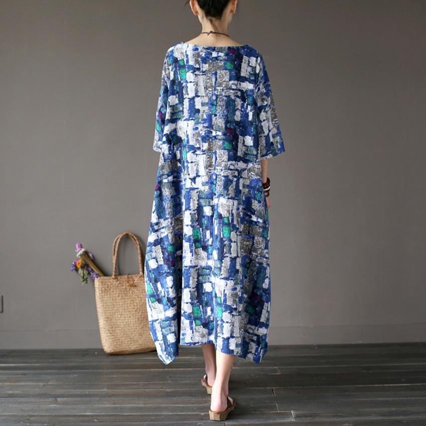 cambioprcaribe Dress Art Inspired Cotton and Linen Maxi Dress