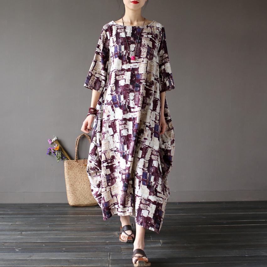 cambioprcaribe Dress Art Inspired Cotton and Linen Maxi Dress