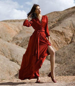 cambioprcaribe Dress as photos / M Boho Lantern Sleeve Red Dress | Mandala