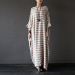 cambioprcaribe Dress Beige / L Striped Oversized Maxi Dress