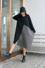 cambioprcaribe Dress Black and Grey Oversized T-Shirt Dress