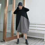 cambioprcaribe Dress Black and Grey Oversized T-Shirt Dress