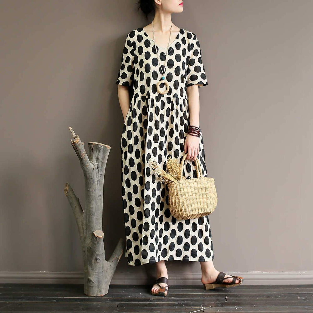 cambioprcaribe Dress Black and White / L Empire Waist Polka Dot Midi Dress