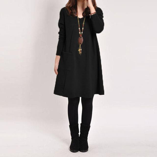 Long Sleeve V Neck Dress