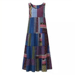 cambioprcaribe Dress Blue / L Sleeveless Patchwork Hippie Dress