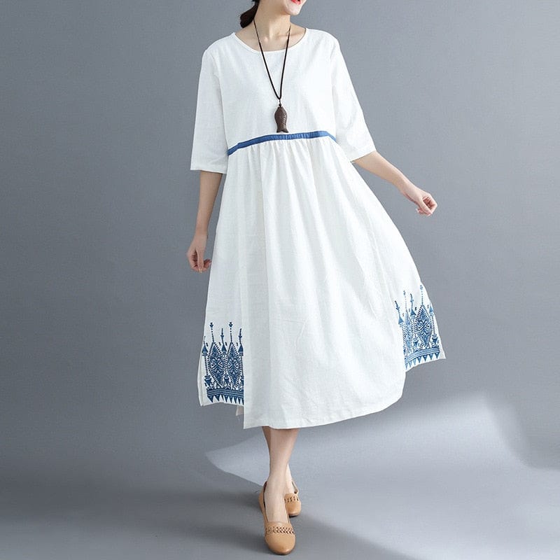 cambioprcaribe Dress Blue / M Vintage Empire Waist Midi Dress