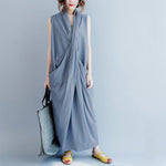 cambioprcaribe Dress Blue / S Cross Wrap Sleeveless Maxi Dress