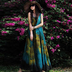 cambioprcaribe Dress Blue / Small Blue Peacock Chiffon Boho Maxi Dress