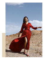 cambioprcaribe Dress Boho Lantern Sleeve Red Dress | Mandala